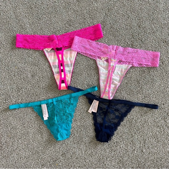 Victoria's Secret Low Rise Thong (2) and V-String (2) Size Medium - Picture 2 of 3